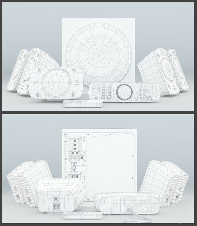 Speakers Logitech z906 3DS Max Model - thumbnail 2