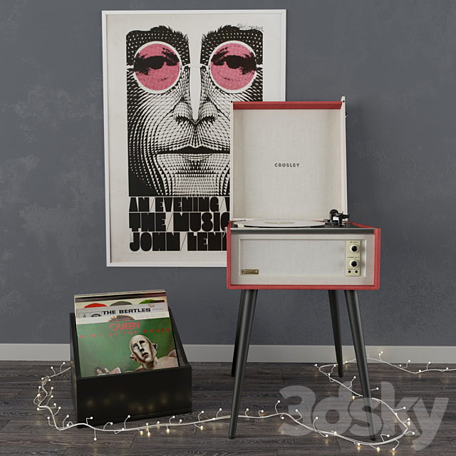 Standing Vinyl Record Player 3ds Max - thumbnail 1