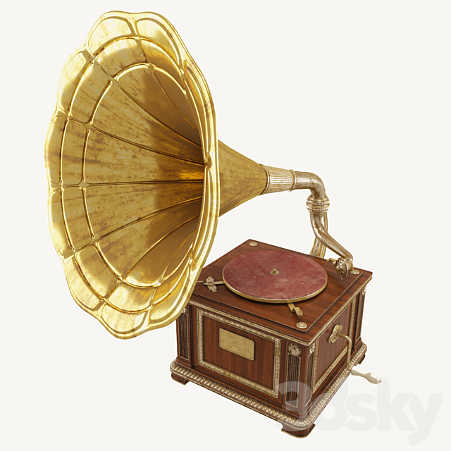 Vintage gramophone 3ds Max - thumbnail 1