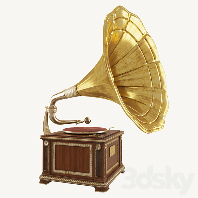 Vintage gramophone 3ds Max - thumbnail 2