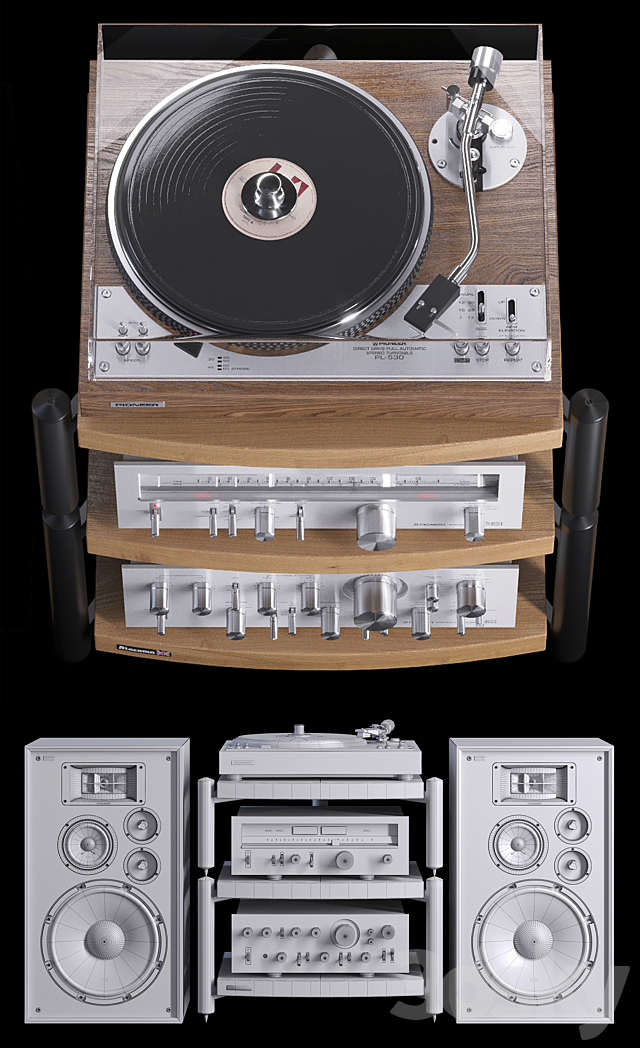 Vintage Pioneer Hi-Fi 70x 3DS Max Model - thumbnail 3