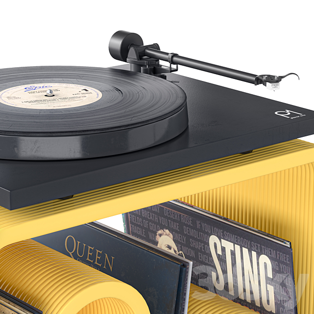 Vinyl turntable Rega Planar1 Black 3ds Max - thumbnail 3