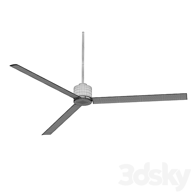 60 Status Oil Rubbed Bronze Damp Ceiling Fan 3DS Max Model - thumbnail 4