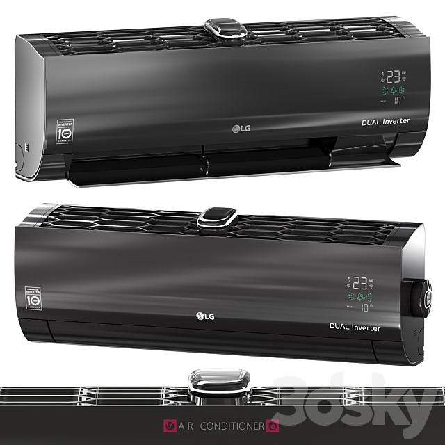 Air Conditioner Black 3DS Max Model - thumbnail 2