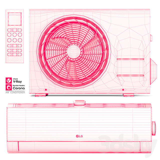 Air Conditioner Black 3DS Max Model - thumbnail 4