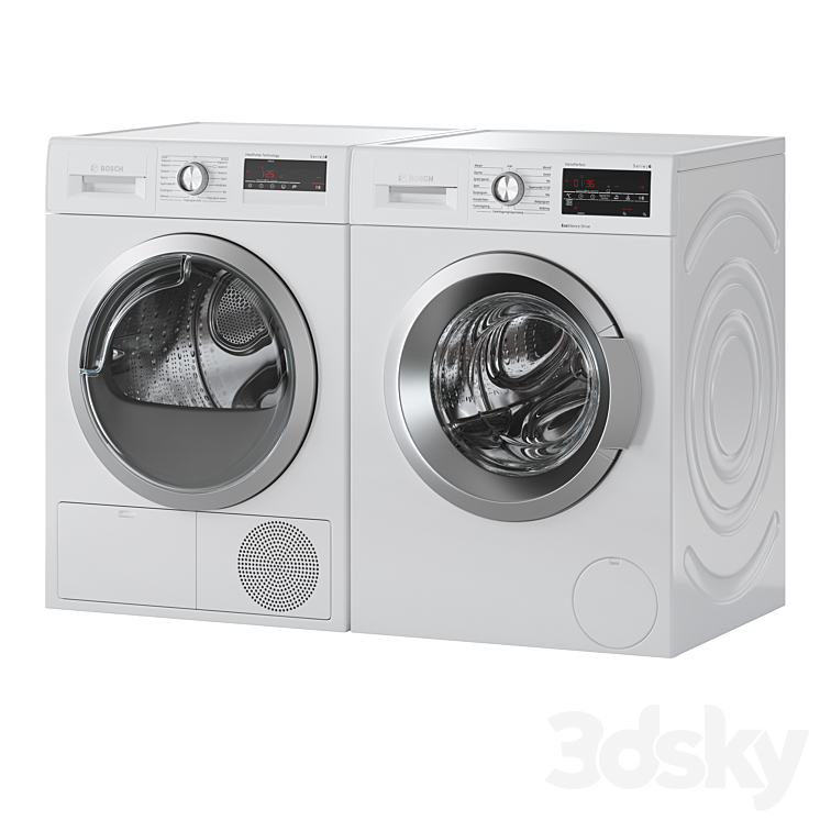 Bosch Washer Serie 6 Dryer Serie 4 Laundry Room 3DS Max - thumbnail 1