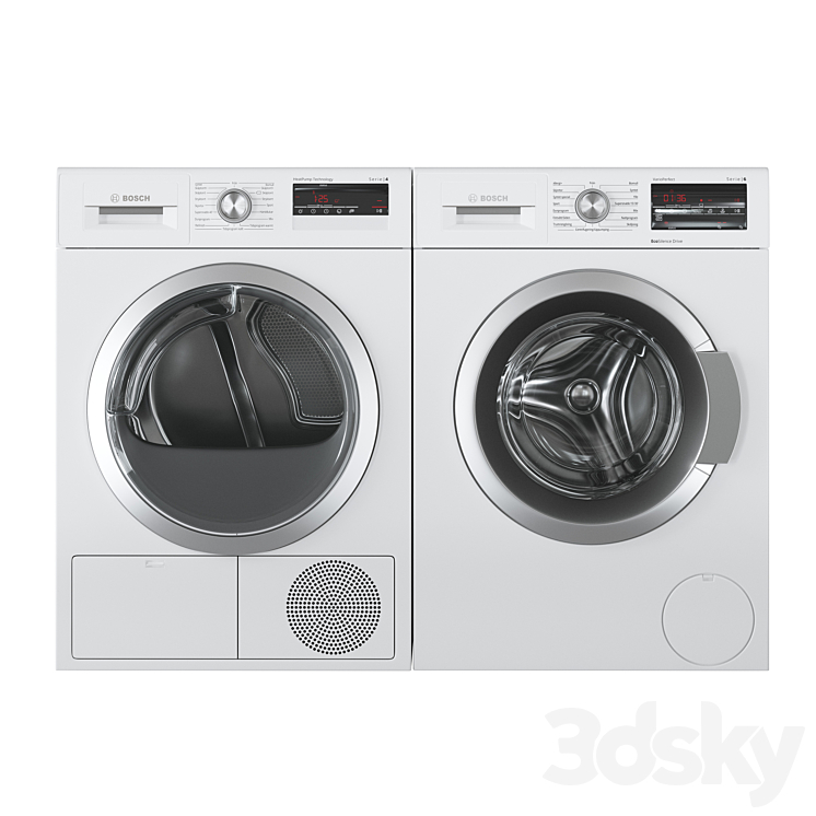 Bosch Washer Serie 6 Dryer Serie 4 Laundry Room 3DS Max - thumbnail 2