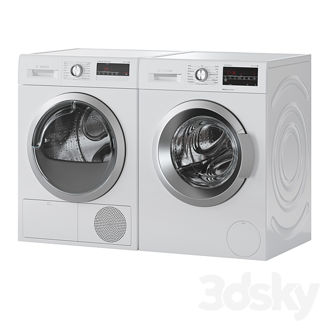 Bosch Washer Serie 6 Dryer Serie 4 Laundry Room 3DS Max Model - thumbnail 1