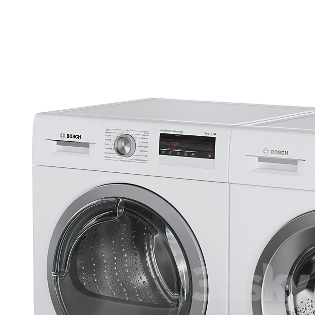 Bosch Washer Serie 6 Dryer Serie 4 Laundry Room 3DS Max Model - thumbnail 3