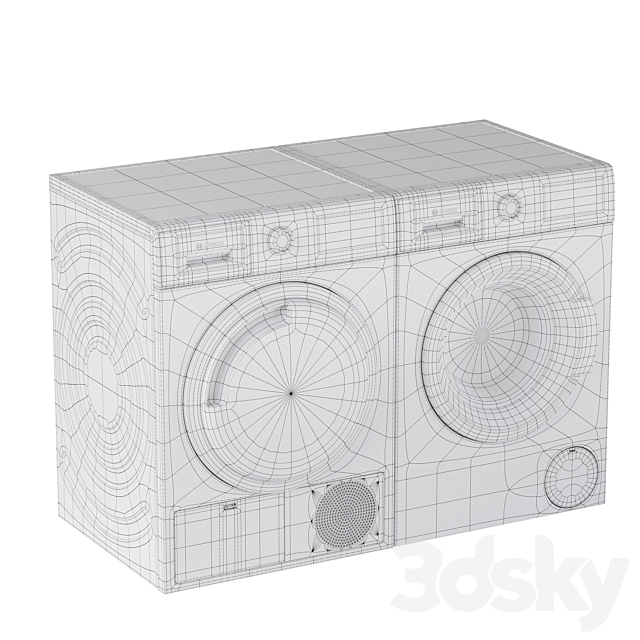 Bosch Washer Serie 6 Dryer Serie 4 Laundry Room 3DS Max Model - thumbnail 4