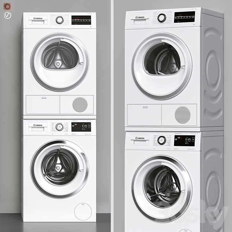 BOSCH washing machine and dryer 3DS Max - thumbnail 1