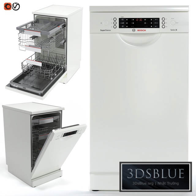 Dishwasher Bosch SuperSilence SPS66TW11R 3DS Max - thumbnail 3