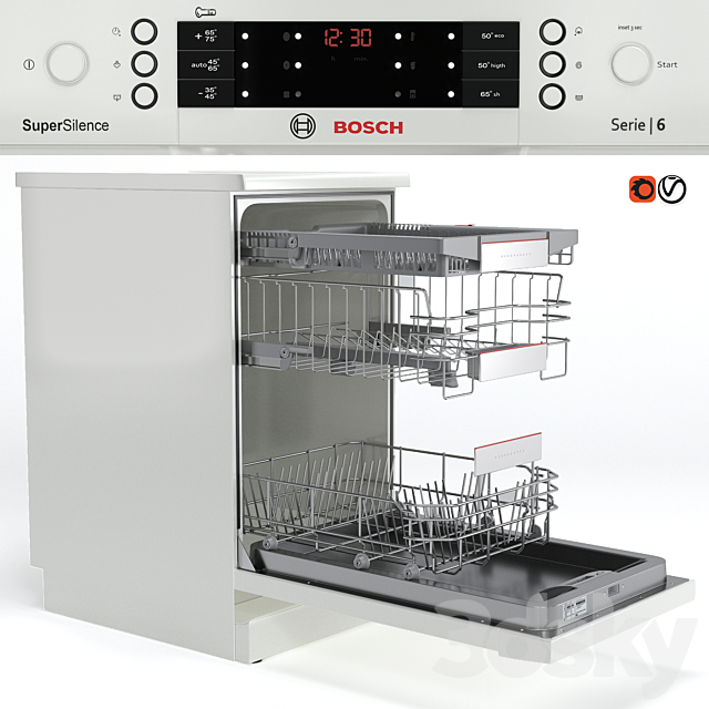 Dishwasher Bosch SuperSilence SPS66TW11R 3DSMax File - thumbnail 4