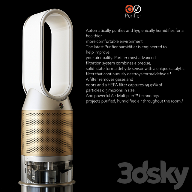 Dyson Pure Humidify 3DS Max Model - thumbnail 3