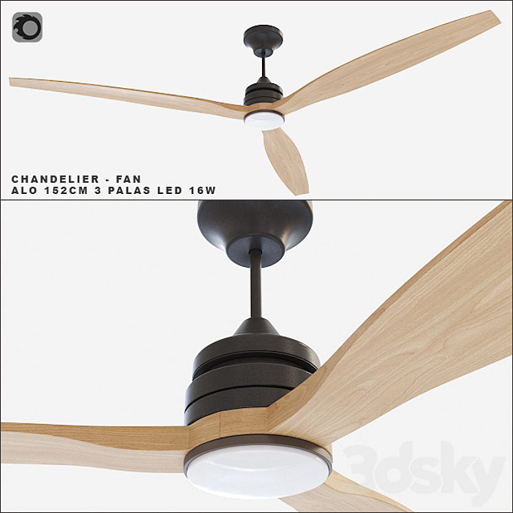 Faro Barcelona – ceiling fan ALO 152CM 3DS Max - thumbnail 1