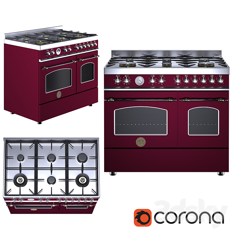 Gas stove HERITAGE-HER100-6-MFE-D-Bertazzoni-268928 3DS Max - thumbnail 1