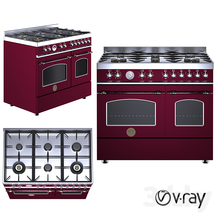 Gas stove HERITAGE-HER100-6-MFE-D-Bertazzoni-268928 3DS Max - thumbnail 2