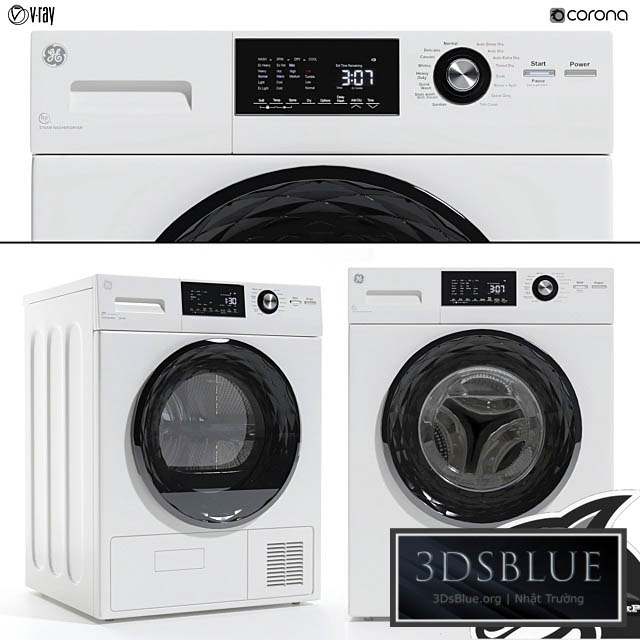 GE Washing machine and dryer 3DS Max - thumbnail 3