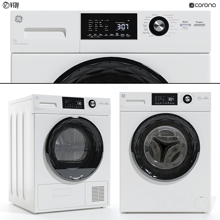 GE Washing machine and dryer 3DS Max - thumbnail 1