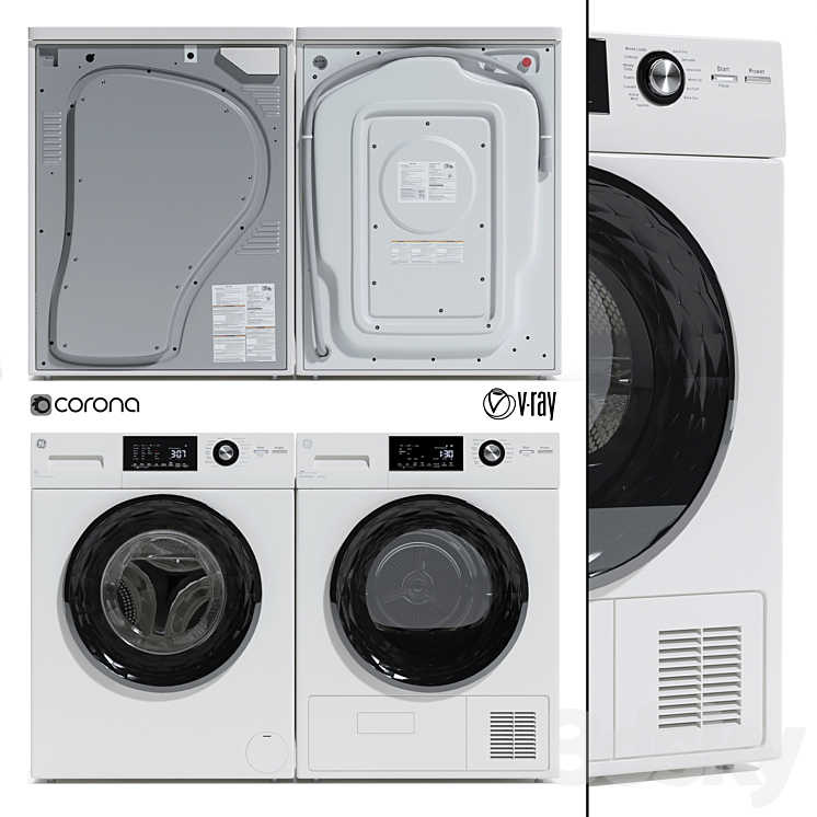 GE Washing machine and dryer 3DS Max - thumbnail 2