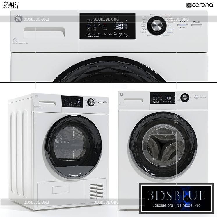 GE Washing machine and dryer 3DS Max - thumbnail 3
