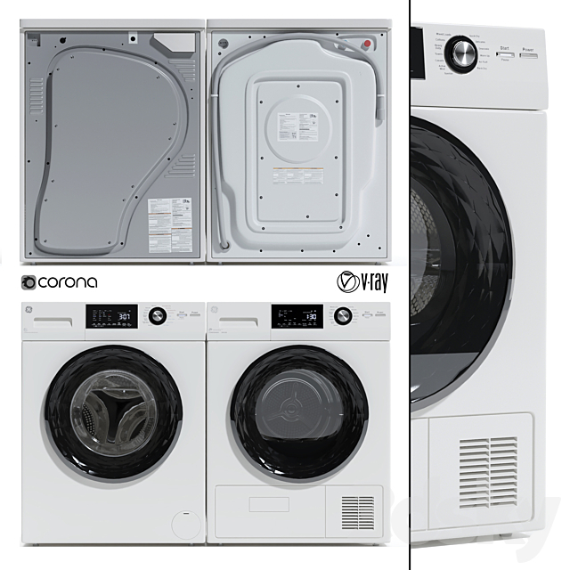 GE Washing machine and dryer 3DSMax File - thumbnail 2