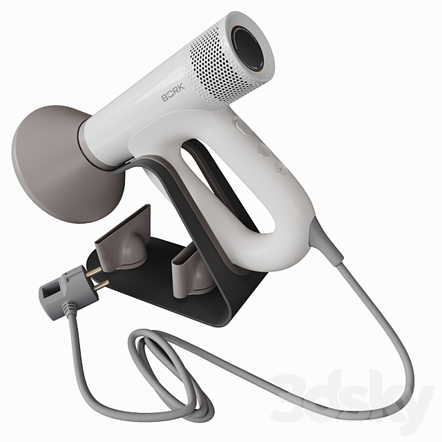 Hair dryer with stand BORK D711 3ds Max - thumbnail 2