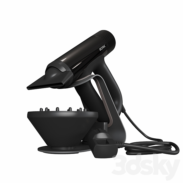 Hair dryer with stand BORK D711 3ds Max - thumbnail 3