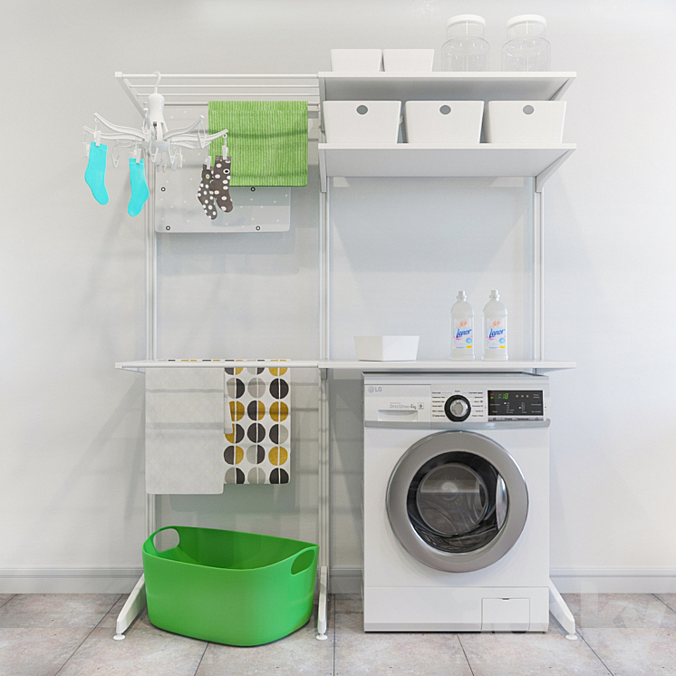 ikea BOAXEL БОАКСЕЛЬ IKEA Storage System \/ Washer \/ Dryer 3DS Max - thumbnail 1