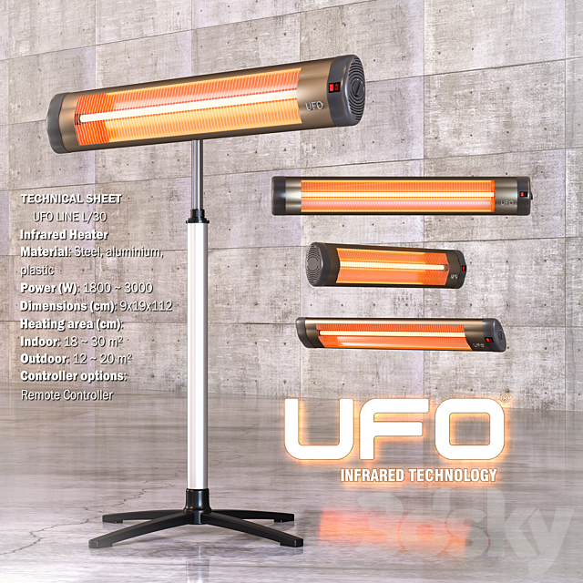 Infrared heater UFO LINE L _ 30 3ds Max - thumbnail 1