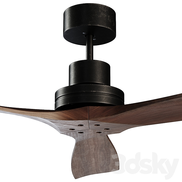 LANTAU Matt black ceiling fan 3ds Max - thumbnail 3