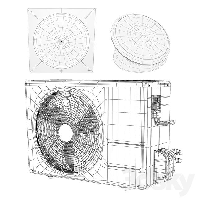 LG Artcool Stylist Inverter V LG A12IWK 3DS Max Model - thumbnail 3