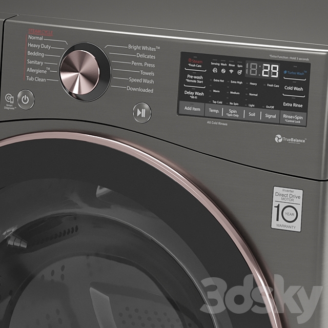 LG Washing machine WM4000HBA 3ds Max - thumbnail 3