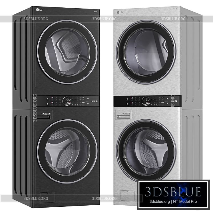 LG WashTower – Washer Dryer – WWT-1710B 3DS Max - thumbnail 3