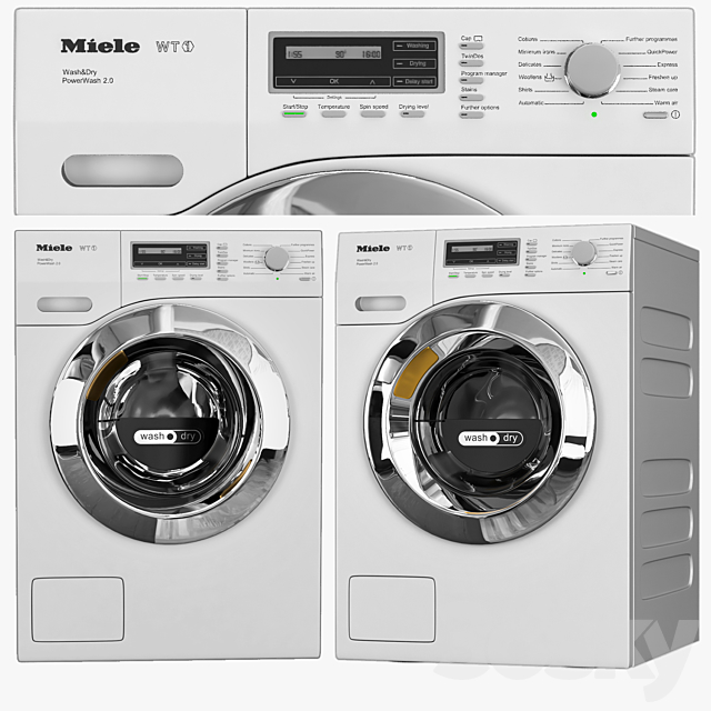 Miele_WTF130_WPM washing machine 3ds Max - thumbnail 1