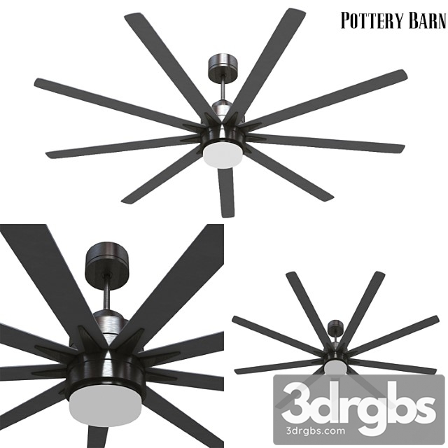 Pottery barn odyn indooroutdoor ceiling fan brushed nickel with brushed nickel blades - thumbnail 1