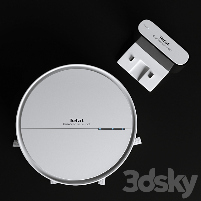 Robot vacuum cleaner Tefal X-plorer SERIE 60 white 3DSMax File - thumbnail 4