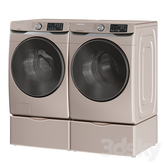 Samsung Washer Dryer WF45R6100AC Laundry Room 3ds Max - thumbnail 1