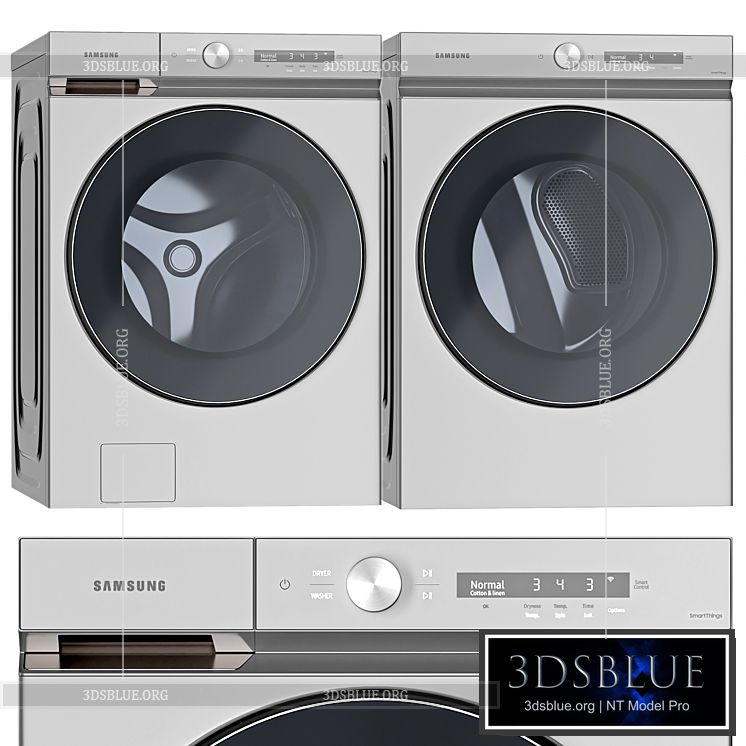 Samsung Washing Machines and Dryer- WF53BB8700ATUS – DVE53BB8700TA3 3DS Max - thumbnail 3