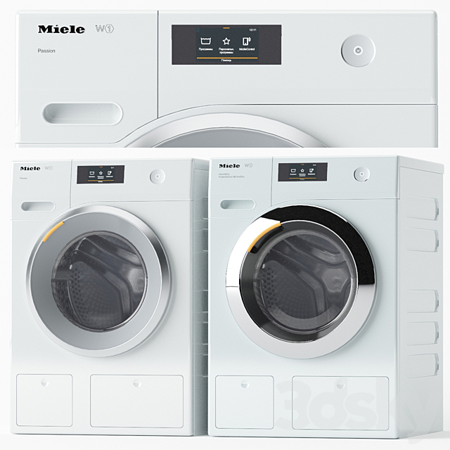 Set of washing machines Miele 3ds Max - thumbnail 1