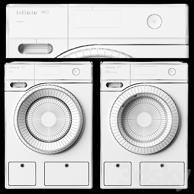 Set of washing machines Miele 3ds Max - thumbnail 3