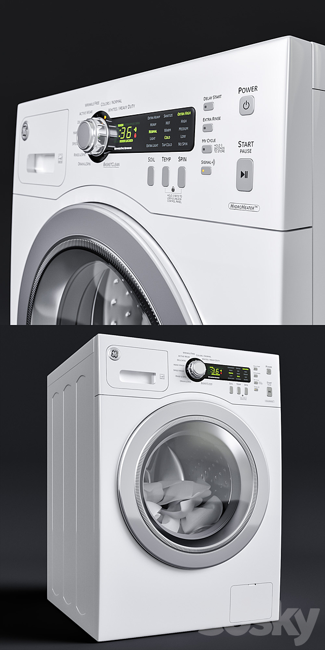 Washer GE 2.2 DOE CU. FT 3DS Max Model - thumbnail 2