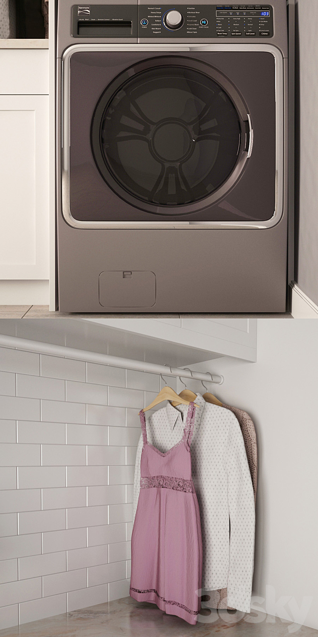 Washing and drying machine Kenmore Elite I Laundry 3ds Max - thumbnail 2