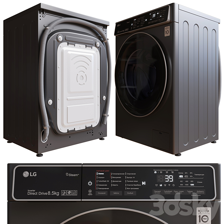 Washing machine AI DD LG F2T9GW9P. 3DS Max - thumbnail 1