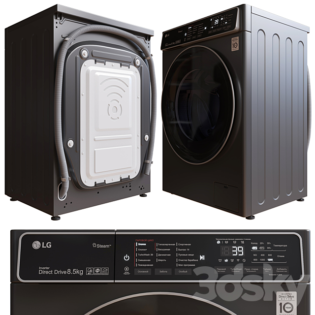 Washing machine AI DD LG F2T9GW9P. 3DS Max Model - thumbnail 1