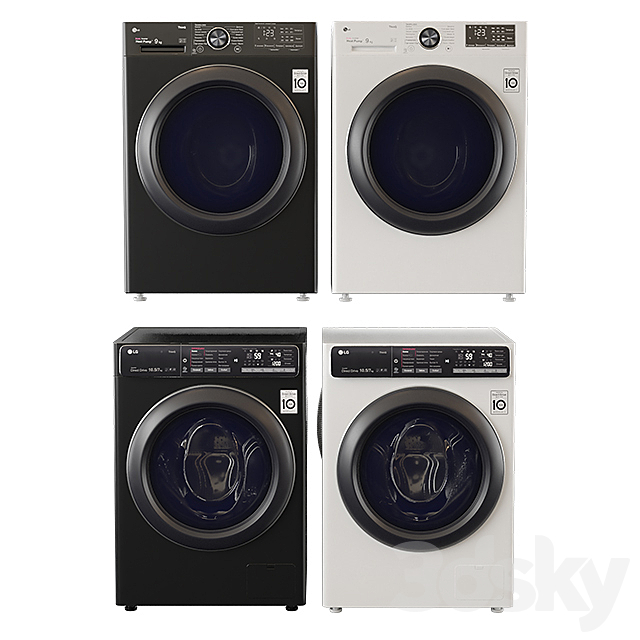 Washing machine and dryer LG _ LG DC90V9V9W _ LG F4T9RC9P 3DS Max Model - thumbnail 5