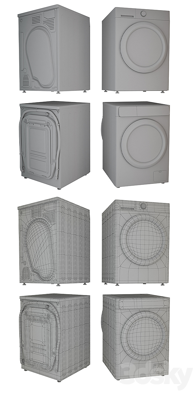 Washing machine and dryer LG _ LG DC90V9V9W _ LG F4T9RC9P 3DS Max Model - thumbnail 6