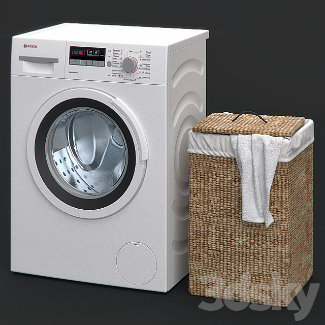 Washing machine and laundry basket 3ds Max - thumbnail 1