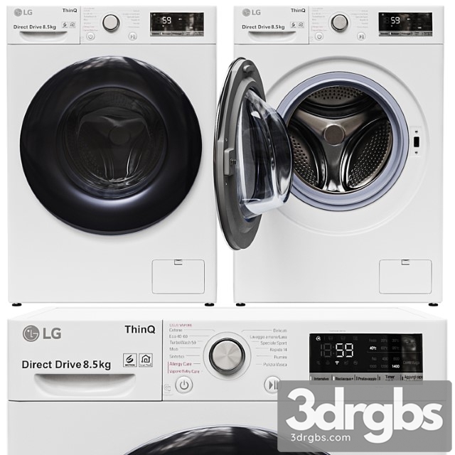 Washing machine LG F2V5GS0WT 3dsmax Download - thumbnail 1