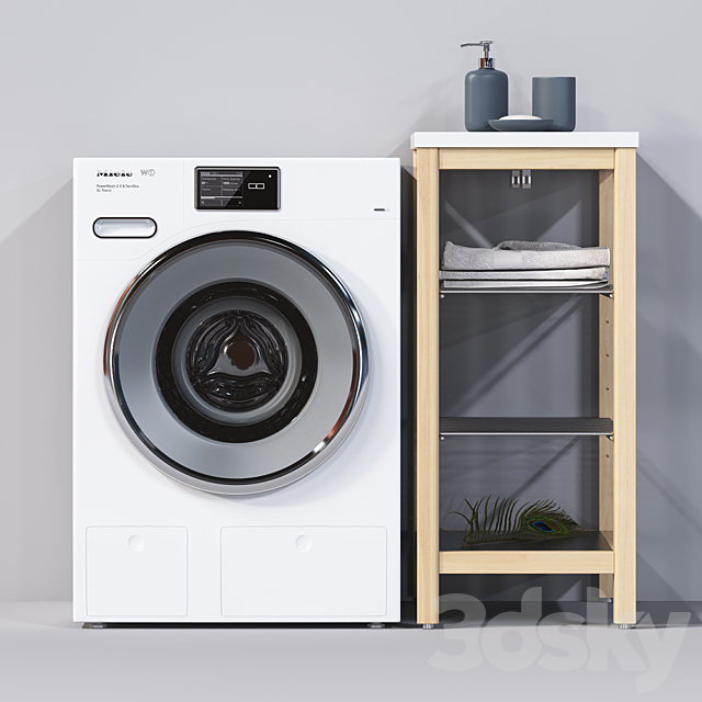 Washing machine Miele WMV960WPS 3ds Max - thumbnail 1